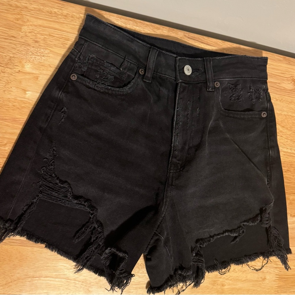 American Eagle Outfitters Black Frayed Jean Shorts